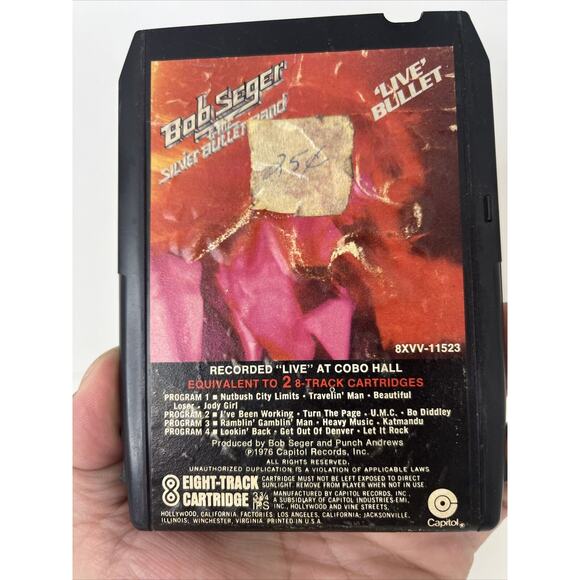 Canada Import: Bob Seger, Live Bullet (8-Track Tape, 1976) Black Cart, Rock - Picture 7 of 7